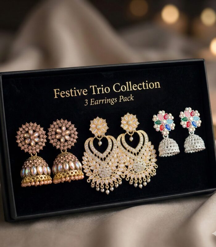 Reet Rhythm Festive Trio Collection – Set of 3 Pairs of Indian-Style