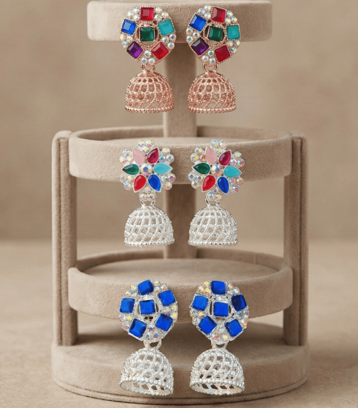 Designer Ethnic Jhumka Earrings Set for Women | Reet Rhythm